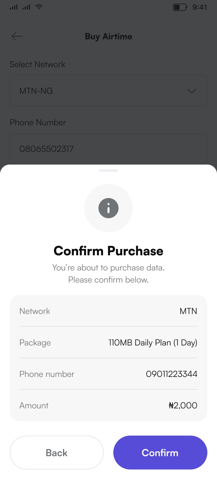 Confirm purchase