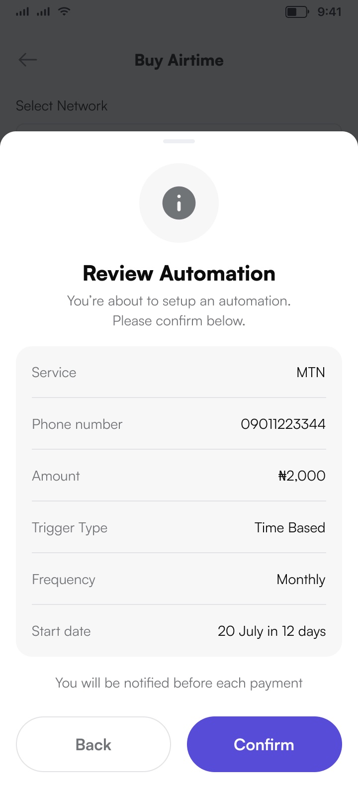 Review an automation before it runs