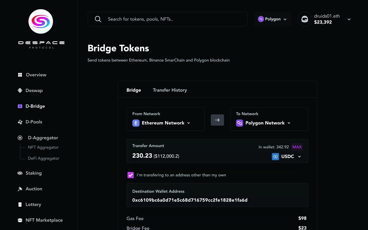 Bridge tokens between Ethereum, BNB Chain and Polygon