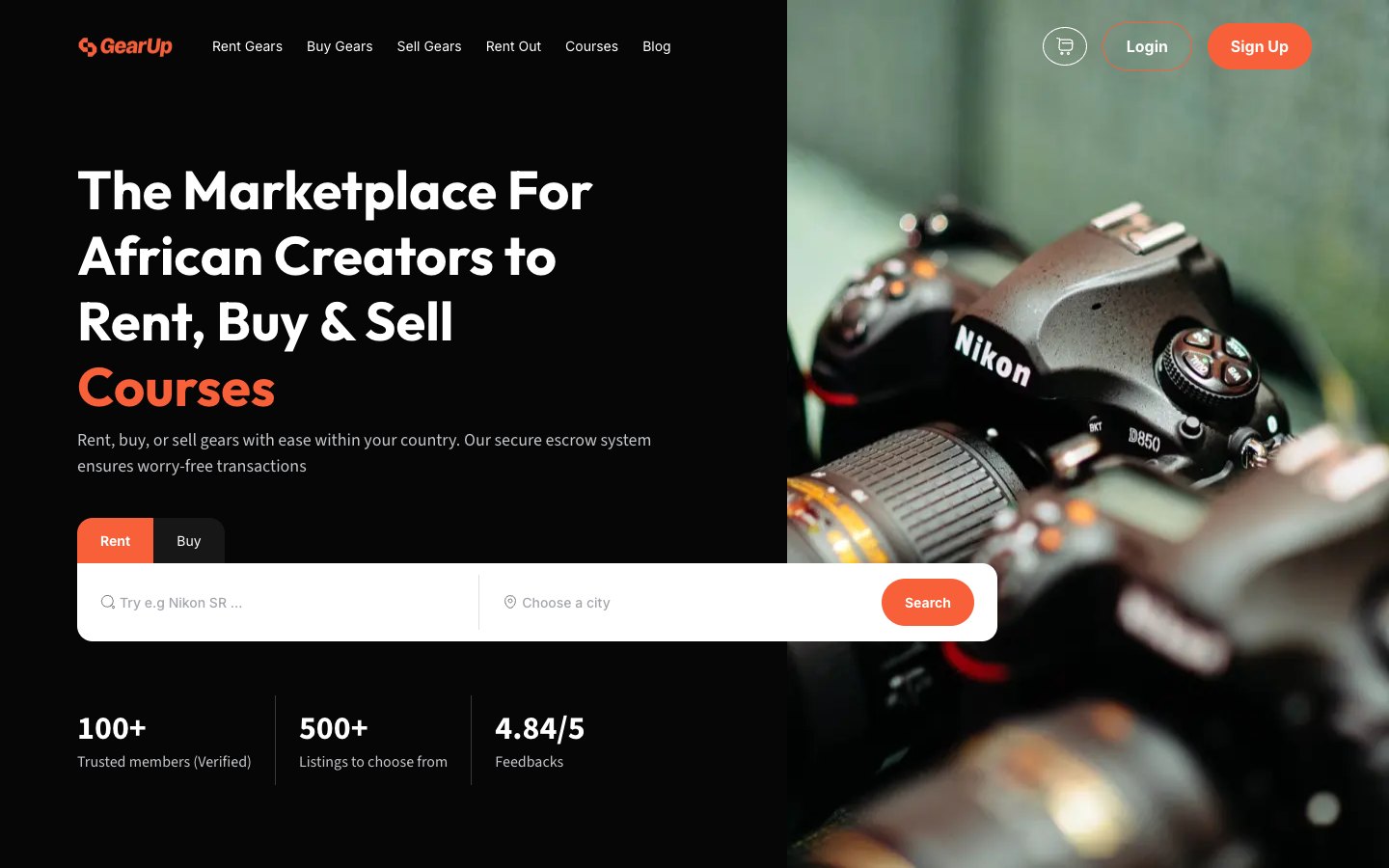 GearUp Market website